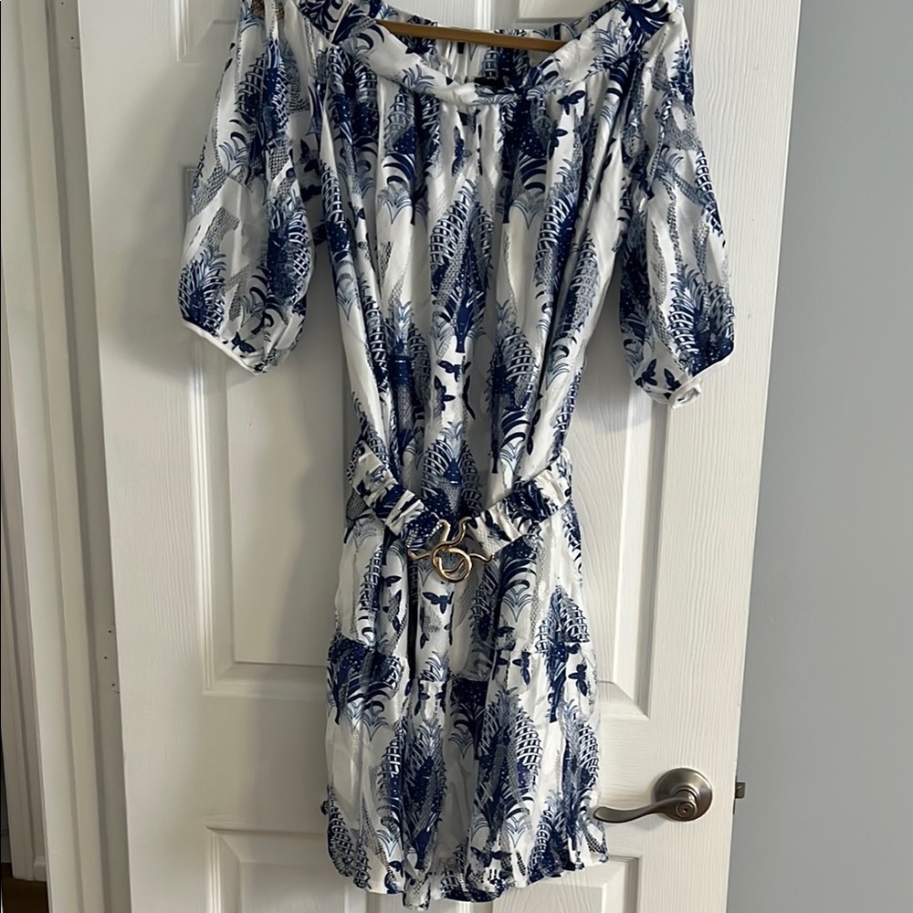 Gracia Navy and White Patterned Mini Dress